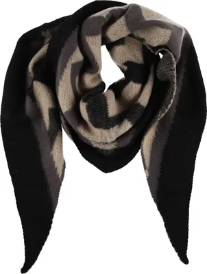 Produktbild von XXL Schal Damen Dreiecktuch Strickschal WInterschal mit Muster Schwarz/Beige