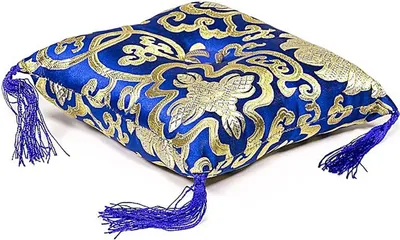 Produktbild von Kissen für Klangschale blau mit Blumenmotiv -- 12x12x4 cm