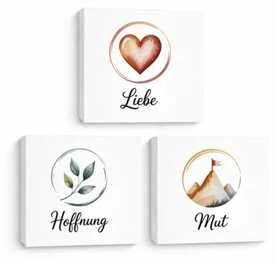 Produktbild von Seelenstärke 3er Set Holzbilder in 20x20 cm zum Stellen oder Aufhängen er 3er