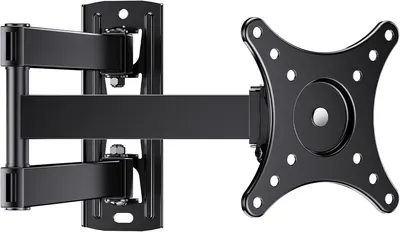 Immagine prodotto di Supporto a muro girevole e inclinabile per televisore, adatto a schermi piatti e curvi da 10-32 pollici o monitor, con peso massimo di 20 kg. Compatibile con standard VESA 100x100mm e 75x75mm