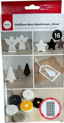 Produktbild von Rayher Silikon Gießform Mini-Dekoformen Xmas, 14,5x26x1cm, 16 Formen