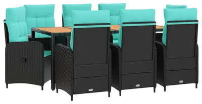 Productafbeelding van vidaXL Tuintafelset, 9 stuks, PE-vlechtwerk en gepoedercoat staal