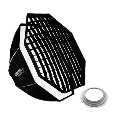 Produktbild von Walimex pro Essential Softbox Octagon 90cm + Adapter Hensel EH, 360°, einfacher Aufbau, inkl. Grid, Bowens Adapter und Transporttasche, ideal für Porträts und Beauty-Aufnahmen