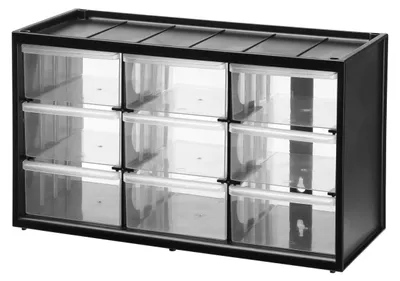 Produktbild von Kleinteilemagazin 1-93-978 (schwarz/transparent, 9 Schubladen)