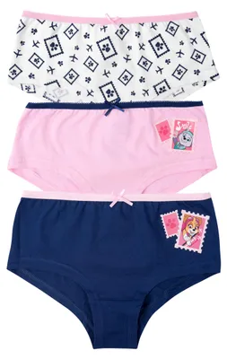Produktbild von Paw Patrol Panty für Mädchen - Kinder Unterhose Slip Unterwäsche Rosa/Weiß/Blau (3er Pack) 110/116