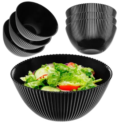 Produktbild von Glasschüssel Set - Salatschalen 3er Set - Durchmesser 15,2 cm - Servierschüsseln - Glas - Schwarz