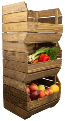 Produktbild von 3er Set Küchenregal Olaf 40x33x30 cm in palisander Gemüsekiste Obsthorde Gemüsekorb Obstschale Holzkiste Obstkiste