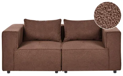 Obrázek produktu pro BELIANI Modulární 2místná pohovka hnědá buklé čalounění moderní minimalistický styl obývací pokoj