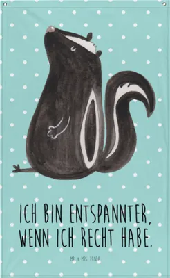 Produktbild von Mr. & Mrs. Panda Wandtuch Stinktier Sitzen - Türkis Pastell - Geschenk, Hängedeko, Wildtier, Wandteppich, Wandbild, Raubtier, Besserwisser, Gobelin, Skunk, Boho, Spruch