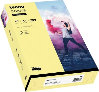 Produktbild von Kopierpapier Tecno Colors, DIN A4, 80g/qm, hellgelb, Packung à 500 Blatt