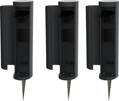 Produktbild von Novatool 3x Steckdosenturm 2-fach außen Anthrazit rund mit Blende IP44 mit Erdspieß Steckdose Aussen Gartensteckdose Outdoor Steckdosesäule Garten Steckdosenturm (Elektro)