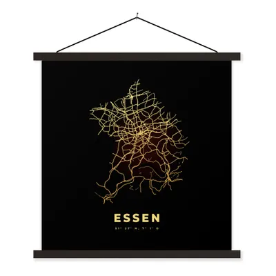 Produktbild von MuchoWow® Textilposter Essen - Gold - Stadtplan - Karte 40x40 cm mit schwarzem Rahmen - Fotos