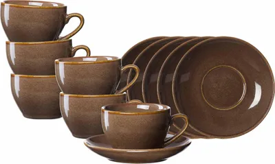 Produktbild von Ritzenhoff & Breker Sahara Kaffeetasse mit Untertasse 6er Set - Dunkelbraun