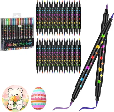Produktbild von Glitzerstifte 36 Stück, 72 Farben, doppelseitige metallic Highlighters, 1-5 mm, für Fotoalben