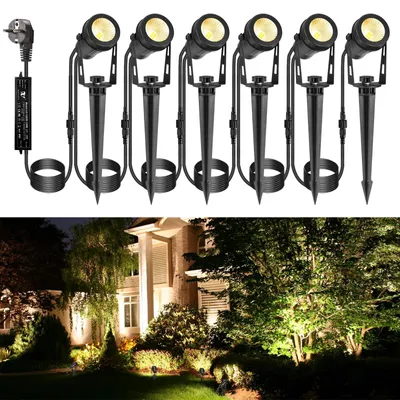 6er-Set LED-Tuinspots 12 V 3 W warmweiß IP65 Außenbeleuchtung