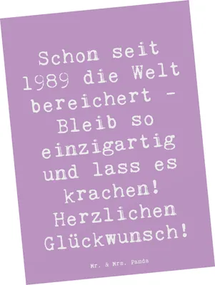 Produktbild von Mr. & Mrs. Panda Grußkarte Spruch 1989 Geburtstag - Lavendeltraum - Geschenk, Glückwunsch, Postkarten, bildkarte, Ansichtskarten, Freund, Herzlichen, Jahrgang, Alter