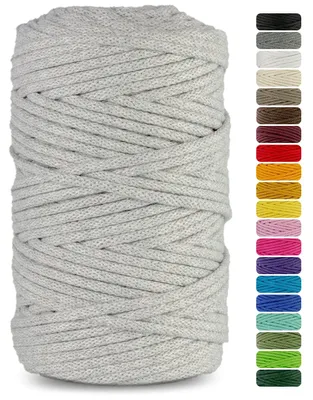 Obrázek produktu pro Netuno, příze pro macramé, 3 mm, světle šedá, 100 metrů, vhodná pro háčkování košíků – rozměr 3 mm/100 m