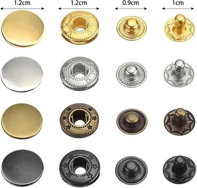 Produktbild von 120 Metall-Druckknöpfe für Lederbekleidung, 4 Farben, Leder-Blindnieten, Pressbolzen zur Befestigung
