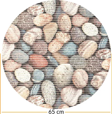 Produktbild von Badematte Anti-Rutsch-Matte Weichschaummatte Steine Kiesel Badvorleger bunt Rund 65 cm