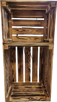 Produktbild von 2- er Set Vintage Holzkisten Geflammt – 50x40x30 cm & 40x30x25 cm – Weinkisten & Obstkisten im Used-Look – Dekokisten & Regale – Holzboxen als Möbel