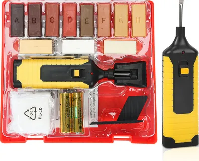 Productafbeelding van Jopassy Houtreparatieset, 17-delig - 11 verschillende kleuren. Inclusief wassmelter, schaaf en schuurspaan. Geschikt voor alle soorten houtoppervlakken. Reparatieset voor parket en laminaat