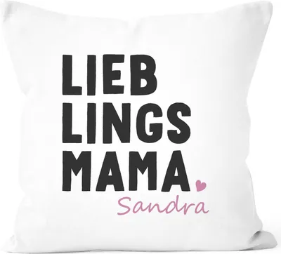 Produktbild von Kissen-Bezug Lieblingsmama Name personalisierte Geschenke für Mama Muttertagsgeschenk Kissenhülle SpecialMe® weiß unisize