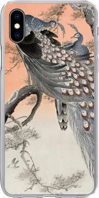 Produktbild von MuchoWow® Handyhülle Schutzhülle Hülle für Telefoonhoesje iPhone Xs Pfauenfedern - Pfau - Vintage Silikon Softcase Handy Hülle - Handytasche
