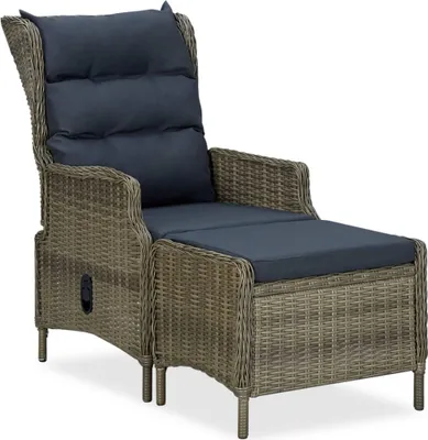 Obrázok produktu pre The Living Store Nastaviteľné záhradné kreslo s podnožkou Poly Rattan Brown