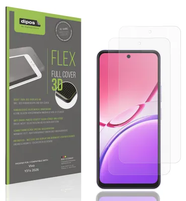 Produktbild von 2x Full Cover Schutzfolie matt für Vivo Y31s 2026 Panzerfolie Anti-Shock