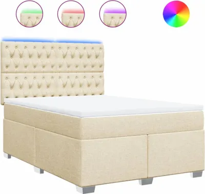 Produktbild von vidaXL Boxspringbett mit Matratze Creme 140x200 cm Stoff