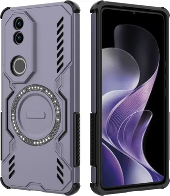 Obrázek produktu pro Magnetické pouzdro pro Vivo V50, hybridní PC a TPU nárazník, větrací otvory pro odvod tepla pouzdro Fialová
