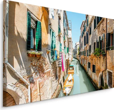 Produktbild von Fabelhafte Canvas LEINWAND BILDER 70x50 cm XXL Kunstdruck Venedig Gondeln Kanal Sonne