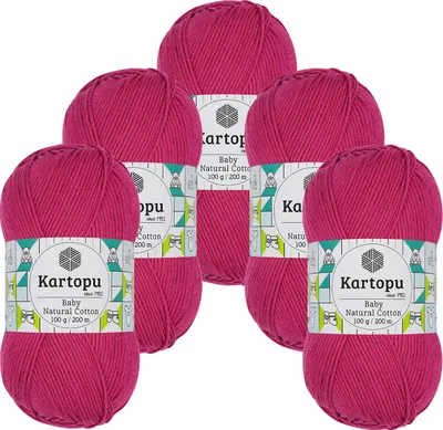 Produktbild von 0,5kg Kartopu Baby Natural Baumwolle Häkelgarn Strickgarn Acryl-Baumwolle Farbwahl, Farbe:K734 fuchsia