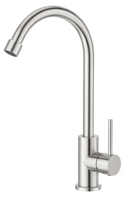 Image de Robinet d'eau froide pour cuisine, en acier inoxydable brossé, pivotant à 360°