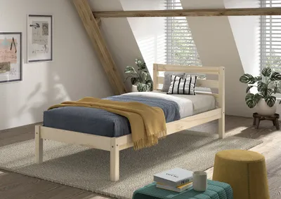 Produktbild von VIPACK - Einzelbett Pino 90x200 cm, mit Lattenrost, natur lackiert