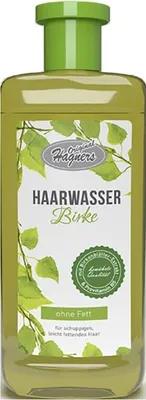 A bottle of hair water with birch extract.