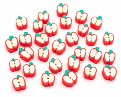 Produktbild von Vintageparts Perle Apfel Polymerton rot 11 x 9 mm für Schmuck und Deko, 30 Stück