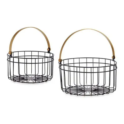 Obrázek produktu pro Košík černá zlatá kov 25 x 27 x 25 cm (2 kusy)