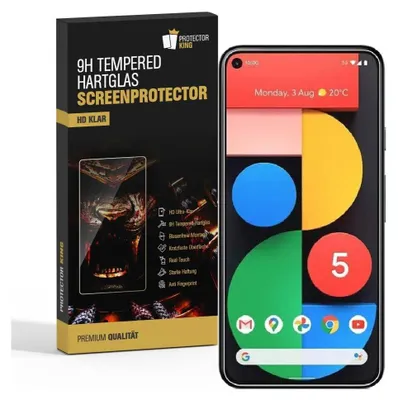 A product box for a screen protector is shown next to a smartphone displaying its home screen.
