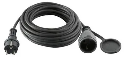 Obrázok produktu pre Predlžovačka/predlžovací kábel, pogumovaný, odolný, vhodný exteriéru, 20 m, HOME, čierna