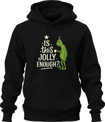 Produktbild von IS THIS JOLLY ENOUGH Grinch Weihnachten lustig sarkastisch Spruch Uni Hoodie Kapuzenpullover, Schwarz, S
