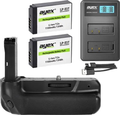Produktbild von Batteriegriff Set für Canon EOS 800D 77D 9000D Kiss X9i Rebel T9i + 2x LP-E17 Akku + 1x USB Dual Ladegerät