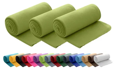 Produktbild von 3er Set Polar Fleecedecke 130x160 cm, OEKO-TEX ca. 400g Gewicht, mit Antipilling & Kettelrand - Farbe grün