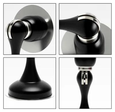 Produktbild von 2 Stück Magnetische Türstopper aus Edelstahl - Selbstklebend & Schraubmontage - Mattschwarzer Türstopperhalter mit starkem Magnet