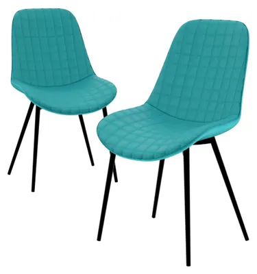 Produktbild von 24er Set Esszimmerstühle | Petrol - Samt | Türkis | Komfortabel gepolstert | 49 cm Sitzhöhe | Polsterstuhl | Schwarze Stahlbeine | Kratzfeste Bodenschoner | Pflegeleicht