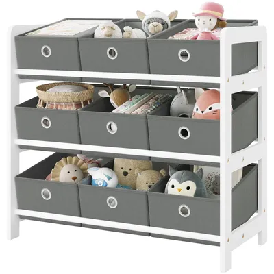 Image de Étagère Montessori pour enfants avec 9 boîtes de rangement pour les jouets