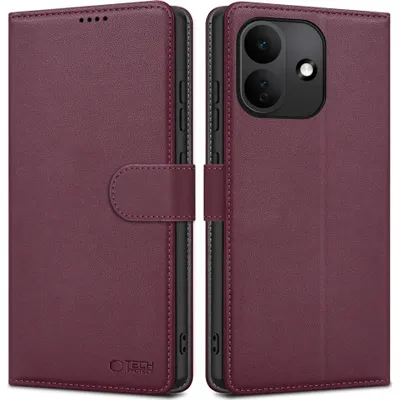Zdjęcie produktu dla Etui z klapką do telefonu Xiaomi Redmi Note 17 Pro 5G, model Tech-Protect Wallet, kolor: burgundowy
