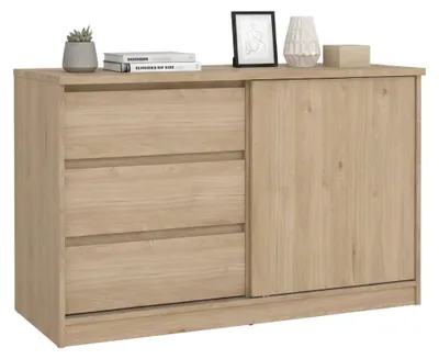 Produktbild von Kommode Bebinca, Wohnzimmerbuffet, Wohnzimmer-Sideboard, Moderne Küchen-Speisekammer, 119x50 h76 cm, Eiche