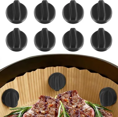 Produktbild von 8 Hitzebeständige Silikonmagnete für Airfryer, Sicherer Halt für Backpapier, Schwarz