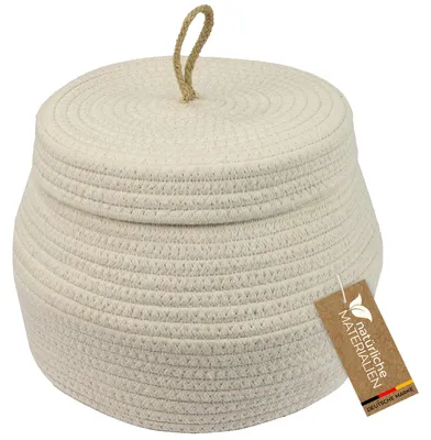 HMF Aufbewahrungskorb mit Deckel 25,5 x 19 cm in Creme